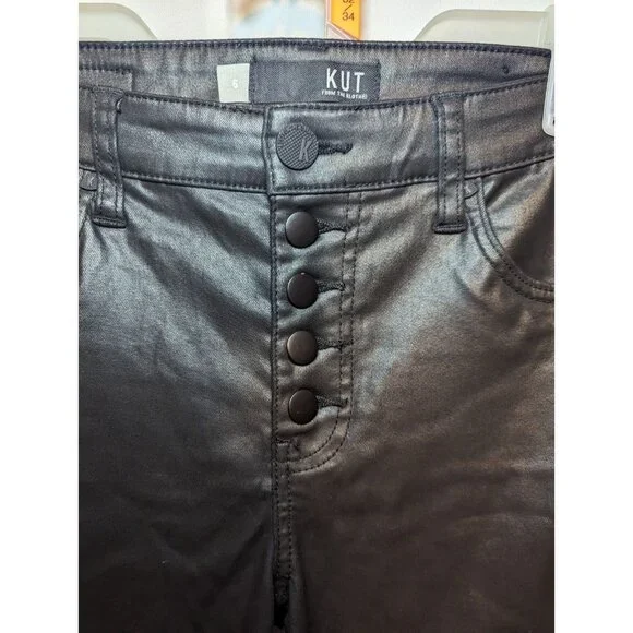 Kut From The Kloth Mia High Rise Skinny Coated Black Jeans Ladies 6 - Picture 4 of 16